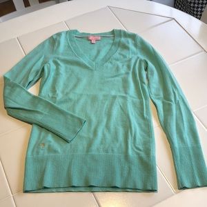 Lilly Pulitzer Aquamarine Cashmere V-Neck Sweater